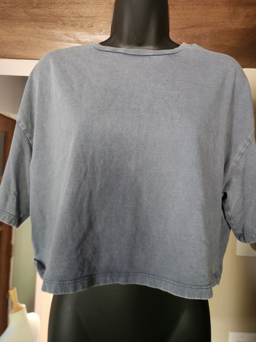 Colsie Short Sleeve Crop Tee in Faded Blue